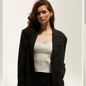 Crescent Black and White Pinstripe Blazer